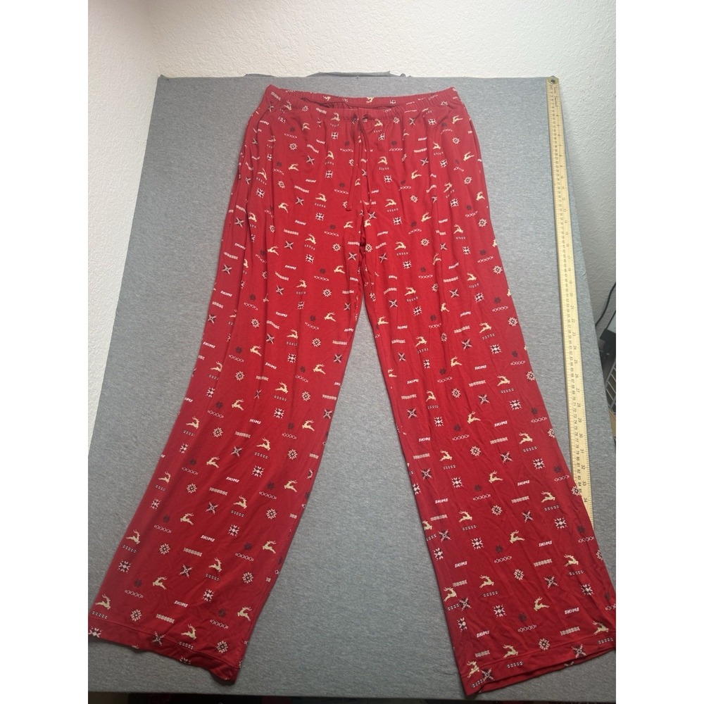 New SKIMS Skim Sleep Pant Cranberry‎ Vintage Deer Print Red Size M